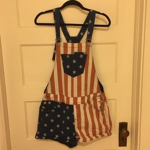 American Rag American Flag overalls
